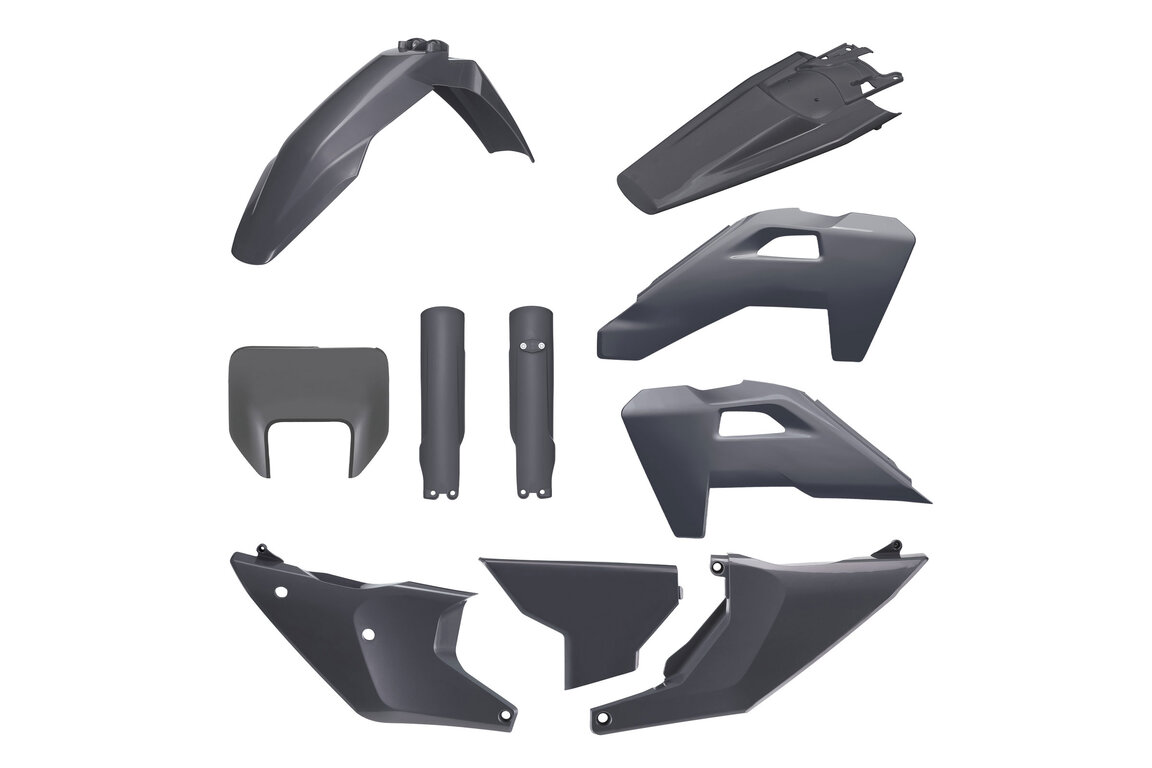 Polisport Nardo Grey w/Forks Plastic Kit for Husqvarna: FE350s (2026), FE350s Heritage (2025), FE450 (2026), FE450 Heritage (2025), FE501s (2026), FE501s Heritage (2025), TE150 (2026), TE250 (2026), TE300 (2026), TE300 Heritage (2025), TE300 Pro (2026)