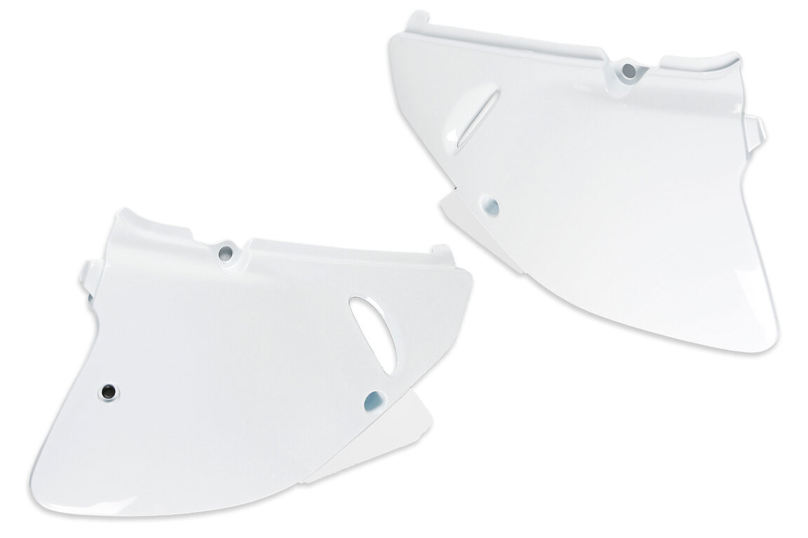 UFO White Side Number Plates for Suzuki: RM125 (1993-1995), RM250 (1993-1995)