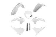 Polisport White with Forks Plastic Kit for KTM: EXC125 (2016), EXC200 (2016), EXC250 (2016), EXC250F (2014-2016), EXC300 (2014, 2016), EXC350F (2014-2016), EXC450 (2014-2016), EXC500 (2014-2016), XCF250W (2014-2016), XCF350W (2014-2016)