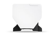 UFO White with Black Extention Front Number Plate w/ Ext for Husqvarna: FC250 (2023-2027), FC250 Factory Edition (2025-2026), FC250 Rockstar Edition (2022-2024), FC350 (2023-2027), FC350 Heritage (2023, 2025), FC450 (2023-2027), FC450 Factory Edition (2025-2026), FC450 Rockstar Edition (2022-2024), ...and more