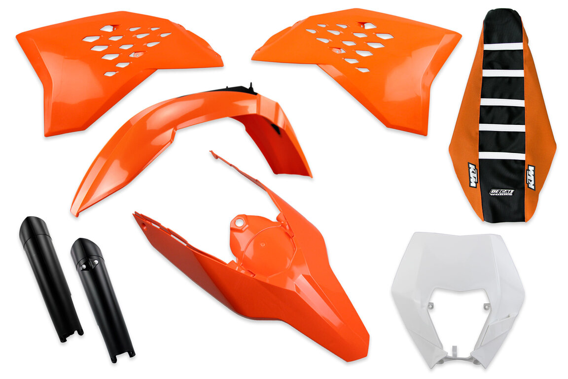 Mix & Match Plastic Kit With Lower Forks & Seat Cover for 08-13 KTM EXC, EXCF, XCF, XCW