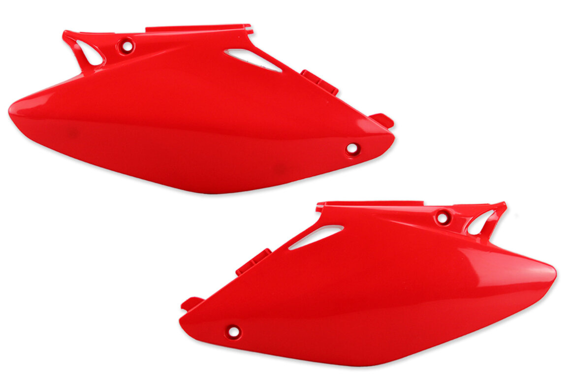 UFO Red Side Number Plates for Honda: CR125R (2002-2007), CR250R (2002-2007)