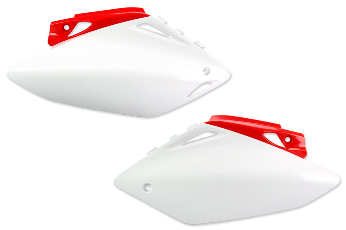 Polisport White / Red Side Number Plates for Honda: CRF450R (2007-2008)