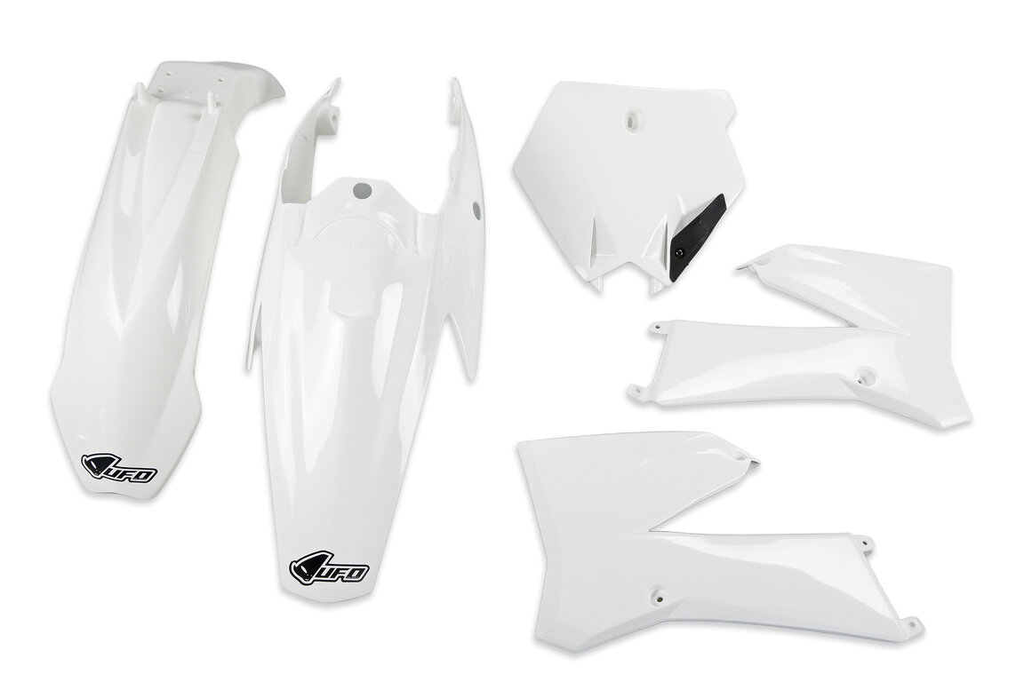 UFO White Plastic Kit for KTM: SX105 (2006-2011), SX85 (2006-2012), XC105 (2008-2009), XC85 (2008-2009)