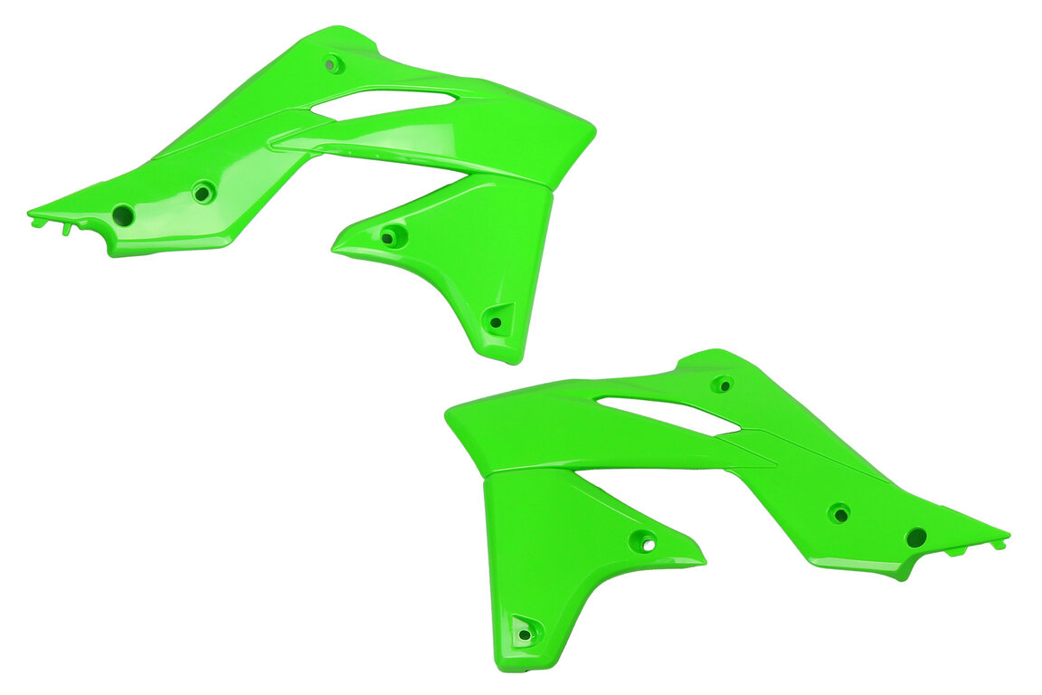 UFO Green Radiator Shroud Set for Kawasaki: KX250F (2013-2016)
