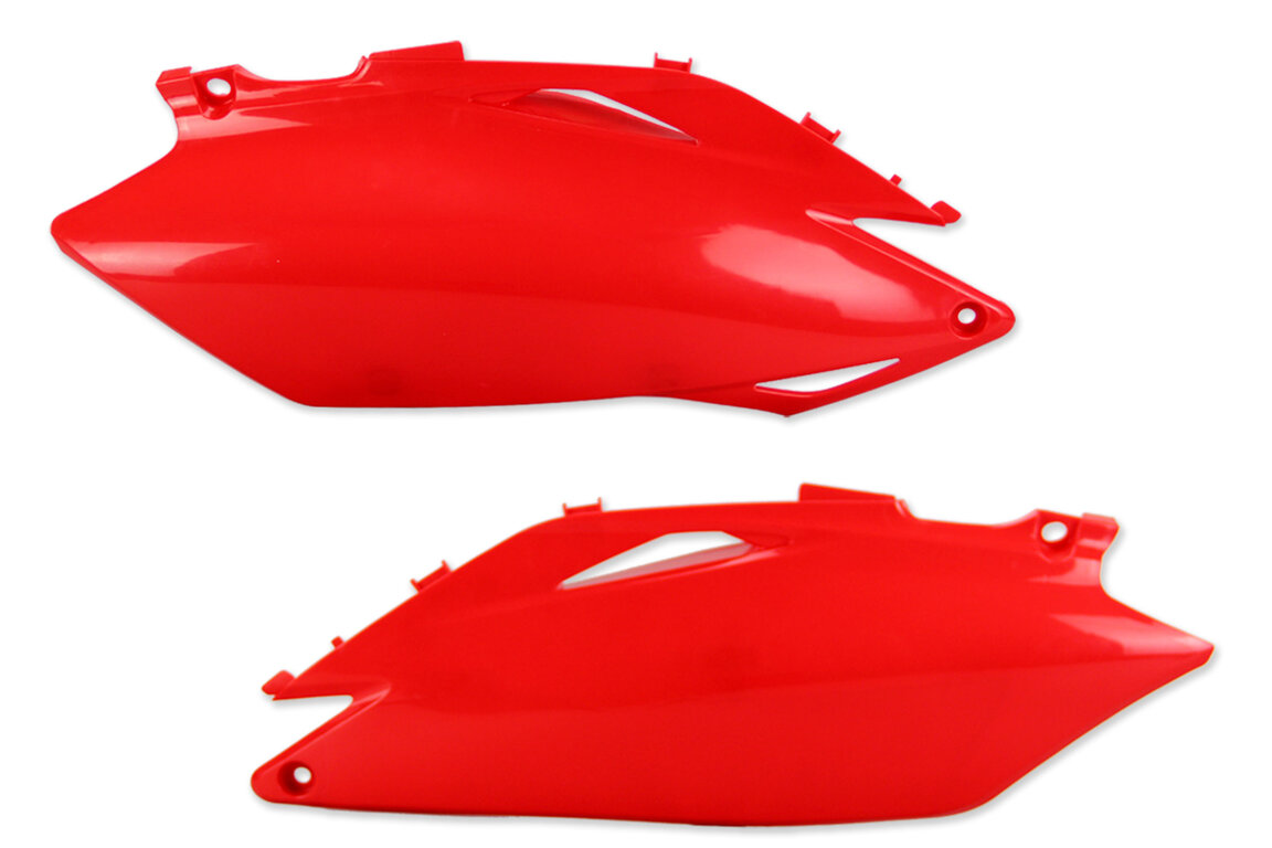 UFO Red Side Number Plates for Honda: CRF250R (2011-2013), CRF450R (2011-2012)