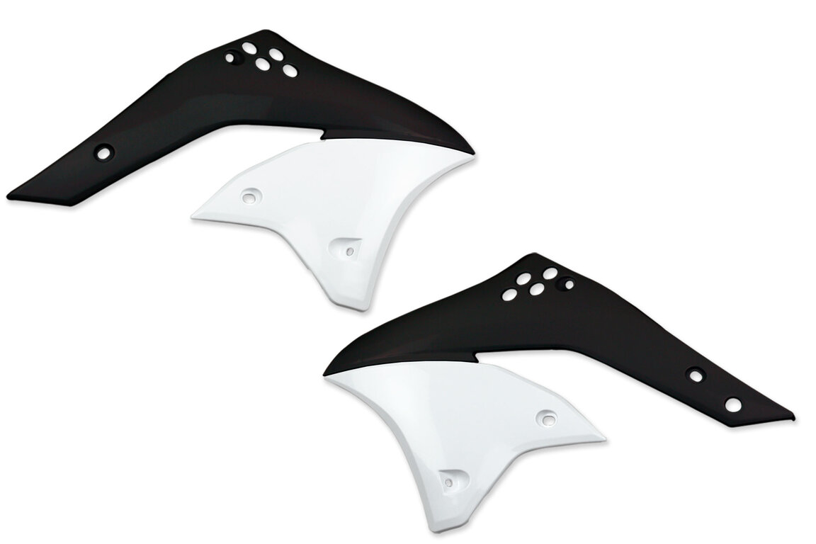 UFO White / Black Radiator Shroud Set for Kawasaki: KX250F (2006-2008)