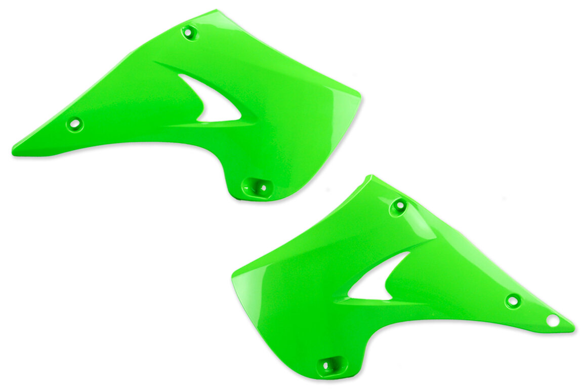 Polisport Green Radiator Shroud Set for Kawasaki: KX125 (2003-2007), KX250 (2003-2007)