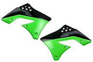 Polisport Black / Green Radiator Shroud Set for Kawasaki: KX250F (2009-2012)