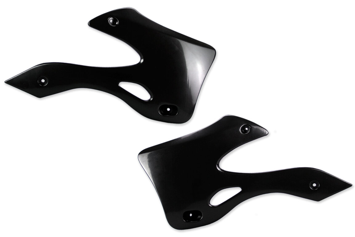 UFO Black Radiator Shroud Set for Kawasaki: KX125 (1999-2002), KX250 (1999-2002)