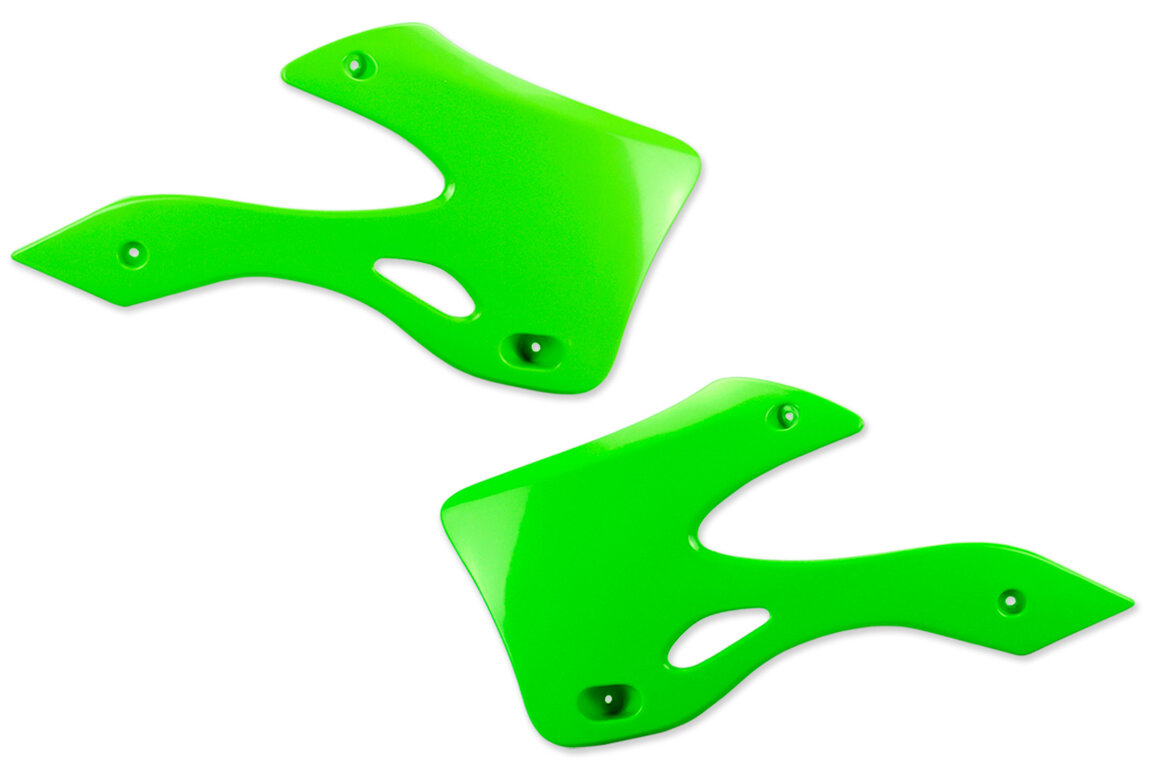 Polisport Green Radiator Shroud Set for Kawasaki: KX125 (1999-2002), KX250 (1999-2002)