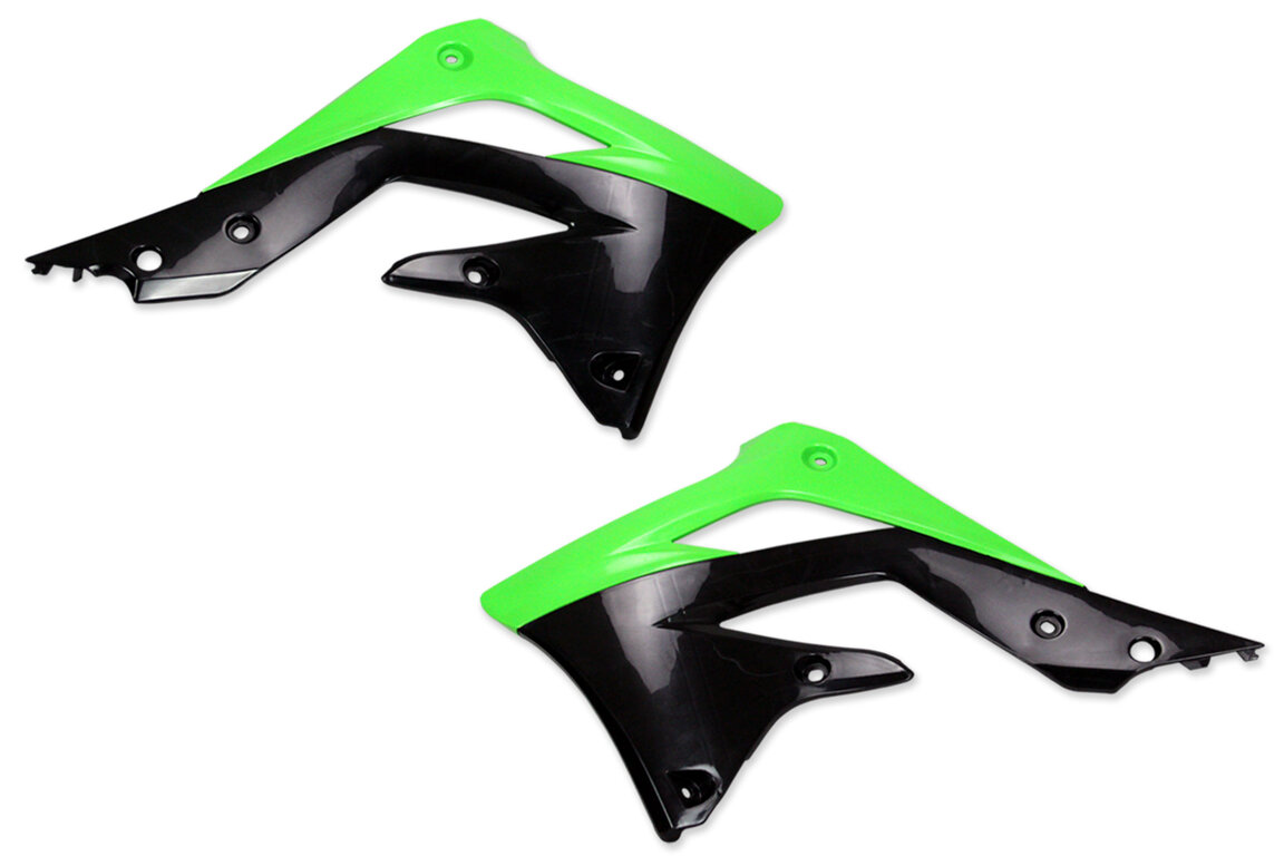 Polisport Green / Black Radiator Shroud Set for Kawasaki: KX450F (2012-2015)