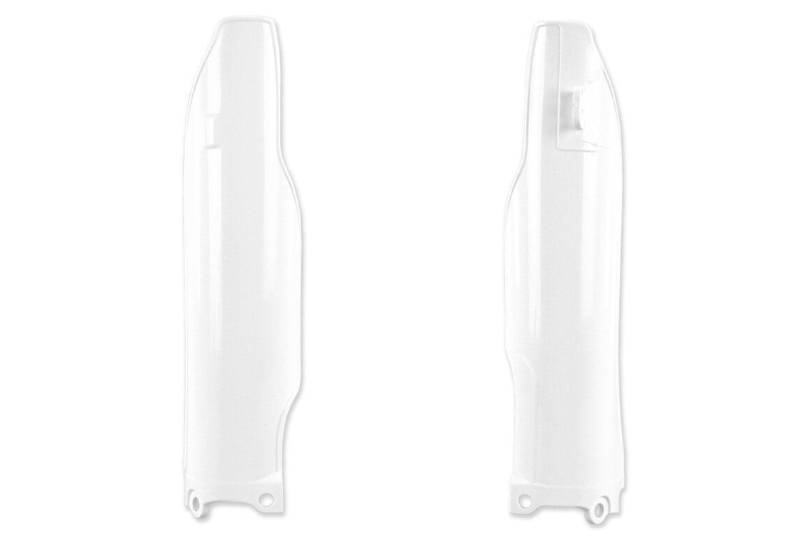 Polisport White Lower Fork Guards for Kawasaki: KX250 (2007), KX250F (2006-2008), KX450F (2006-2008)