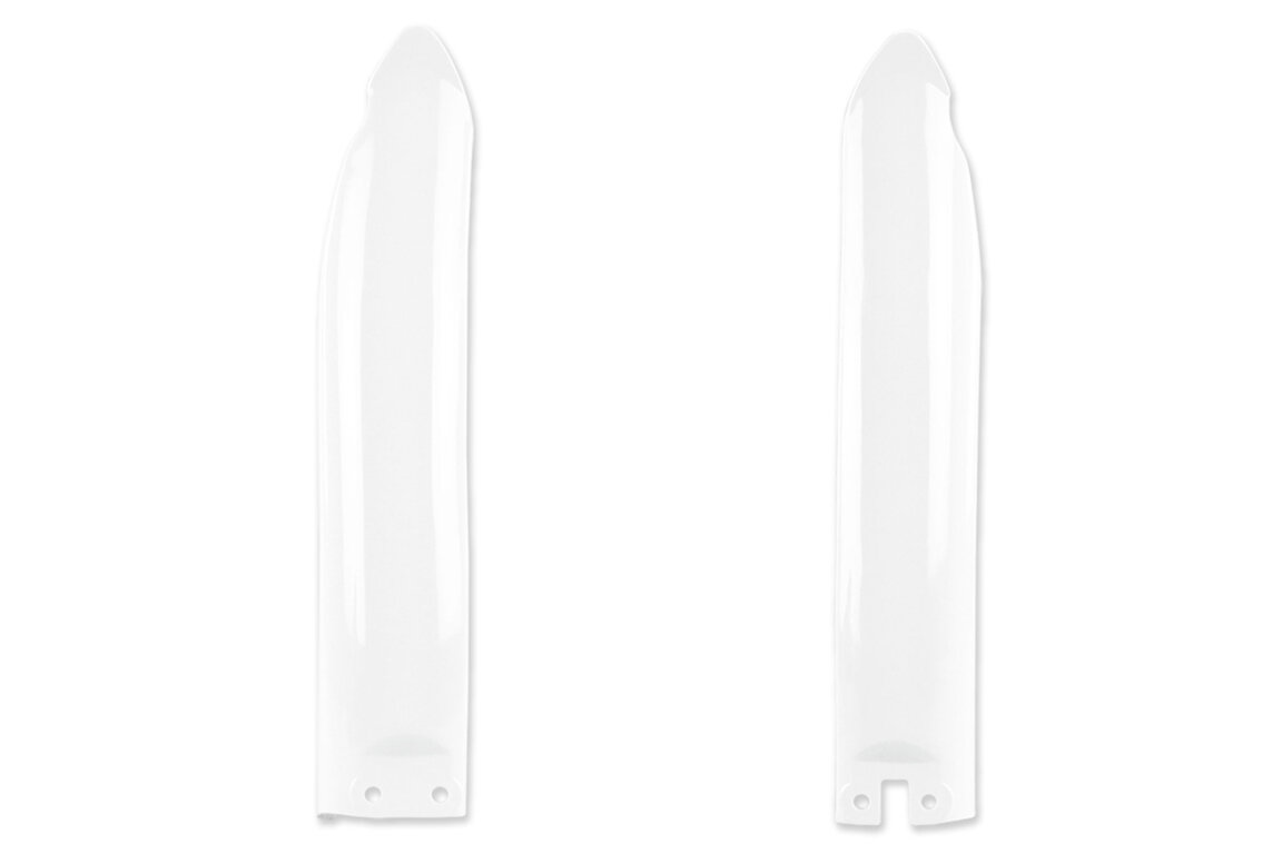 Polisport White Lower Fork Guards for Kawasaki: KX125 (1994-2003), KX250 (1994-2003), KX500 (1992-2004)