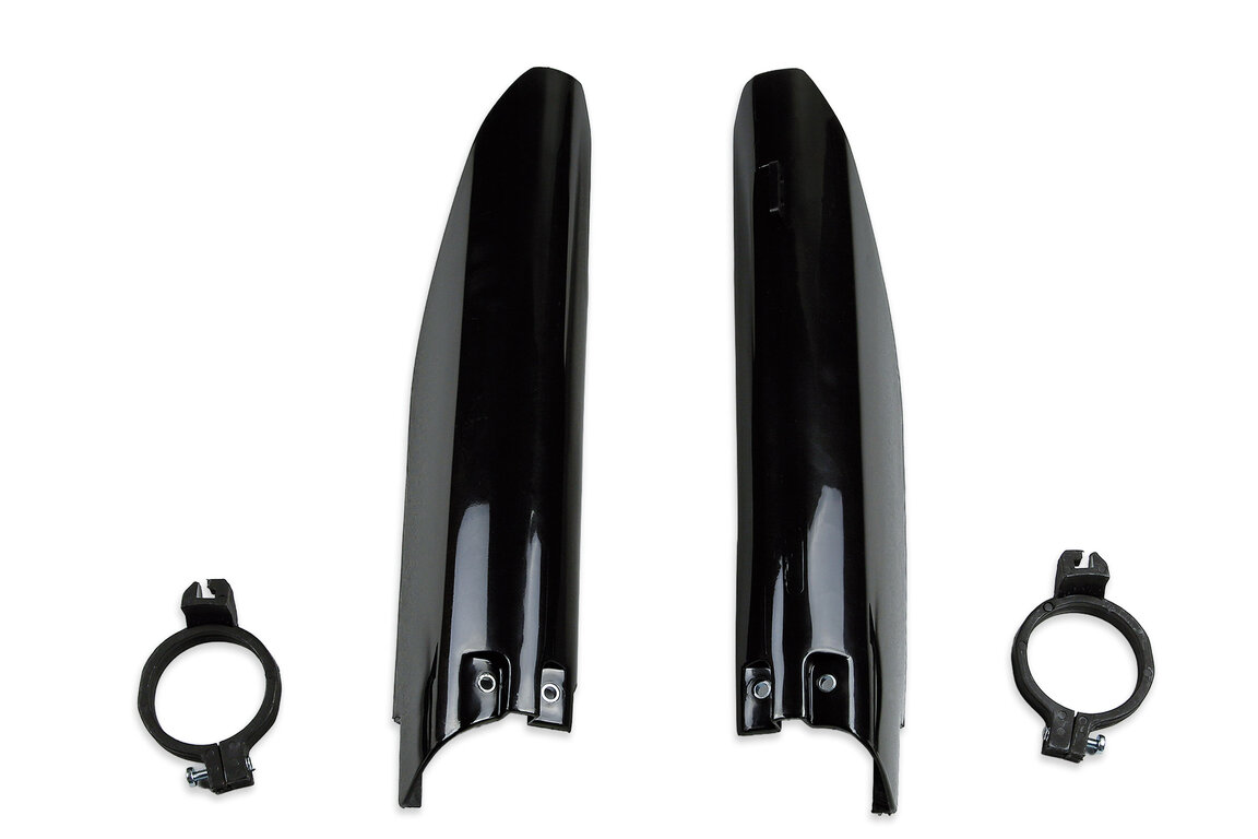 UFO Black Lower Fork Guards for Suzuki: RM125 (2004-2006), RM250 (2004-2006)