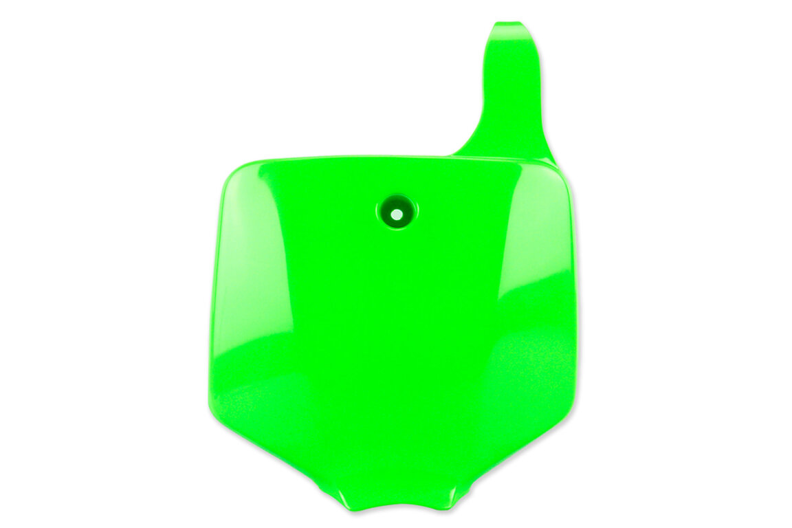 UFO Green Front Number Plate for Kawasaki: KLX110 (2001-2009), KX65 (2000-2026), Suzuki: RM65 (2003-2007)