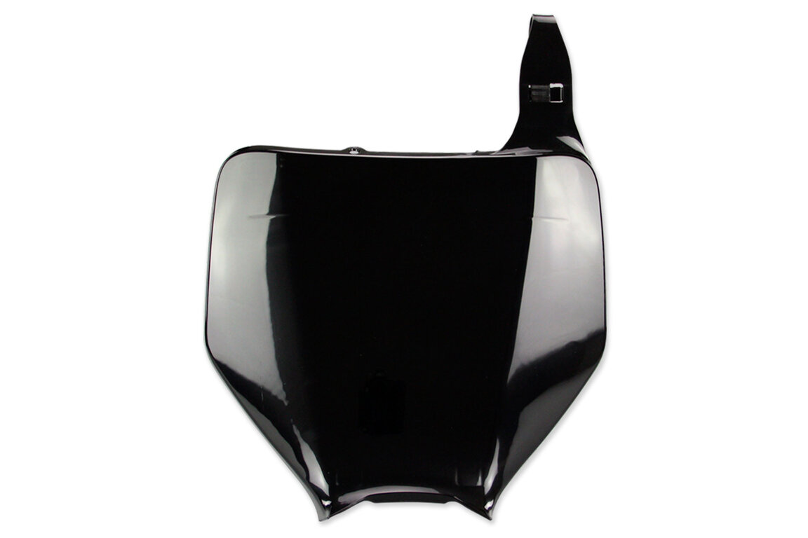 Polisport Black Front Number Plate for Kawasaki: KX125 (2003-2007), KX250 (2003-2007), KX250F (2004-2008), KX450F (2006-2008), Suzuki: RMZ250 (2004-2006)