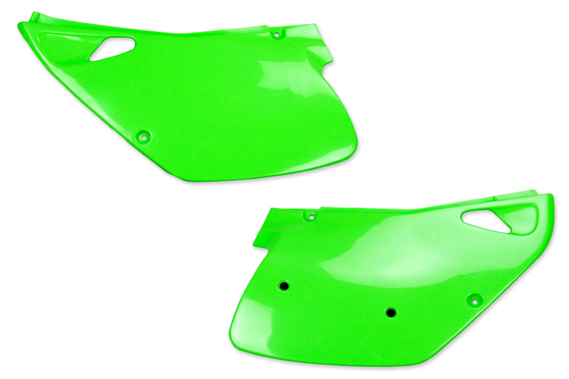 UFO Green Side Number Plates for Kawasaki: KX125 (1992-1993), KX250 (1992-1993)