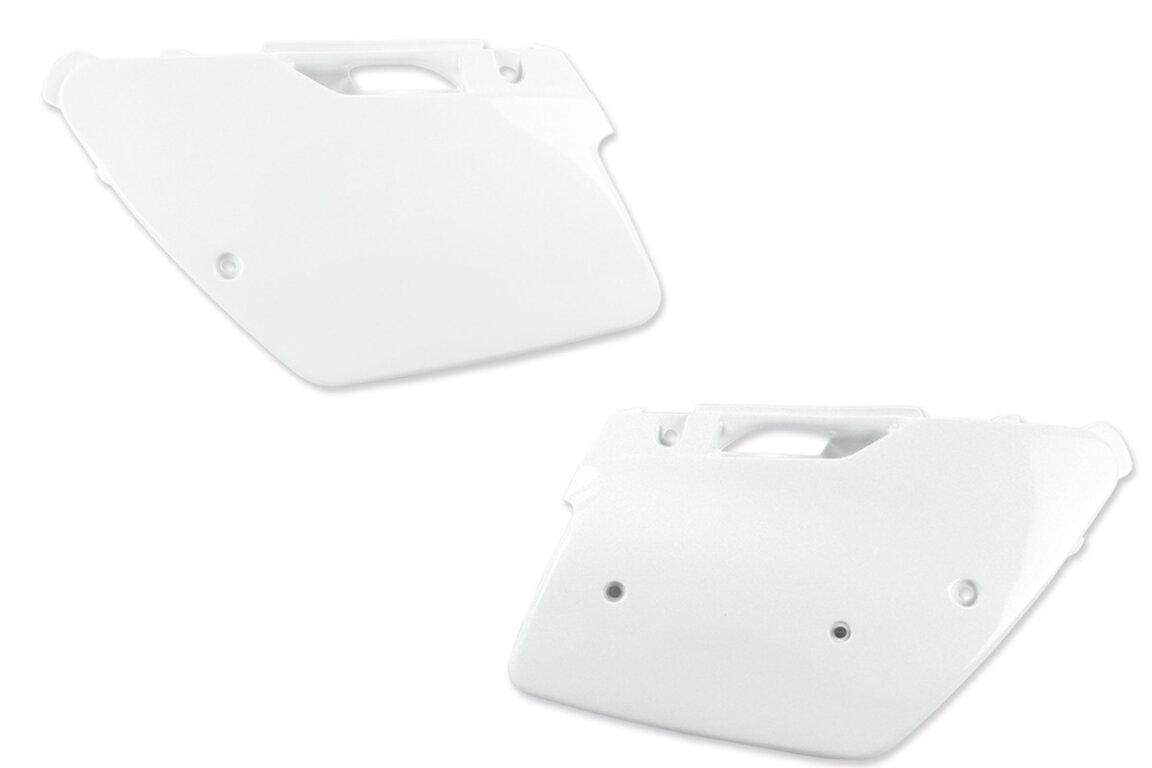 Polisport White Side Number Plates for Kawasaki: KX125 (1994-1998), KX250 (1994-1998)