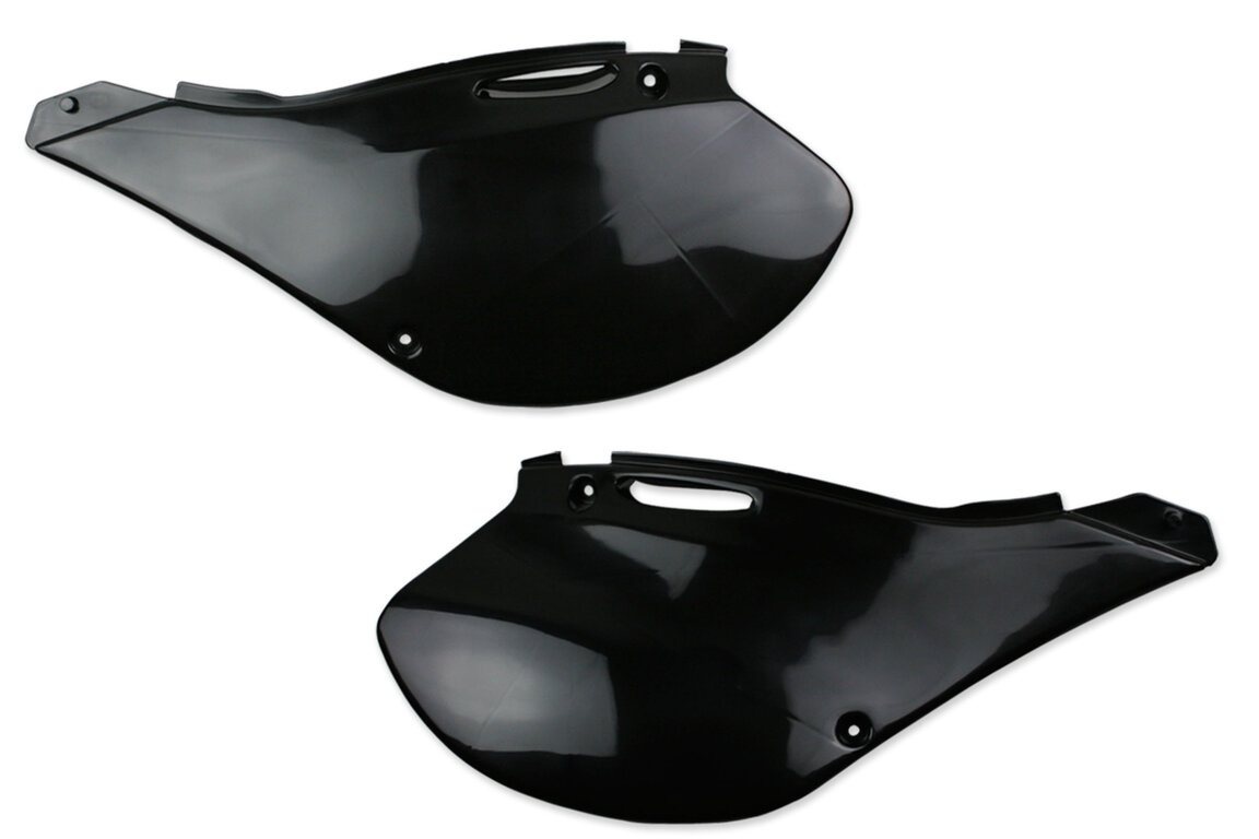 Polisport Black Side Number Plates for Kawasaki: KX125 (1999-2002), KX250 (1999-2002)