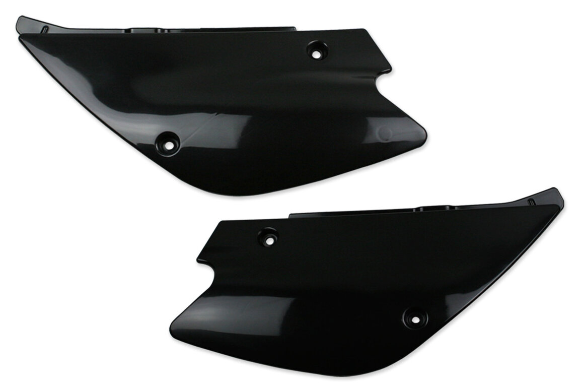 UFO Black Side Number Plates for Kawasaki: KX100 (1998-2013), KX80 (1998-2000), KX85 (2001-2013)