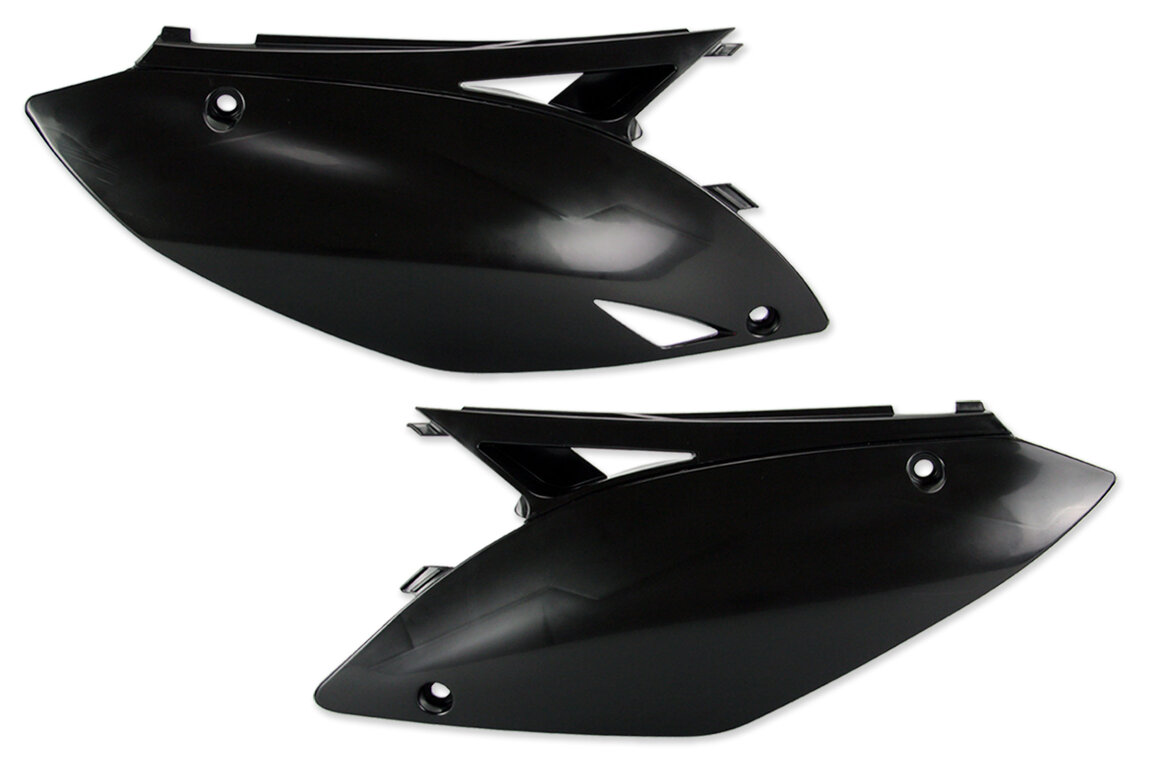 UFO Black Side Number Plates for Kawasaki: KX250F (2009-2012), KX450F (2009-2011)