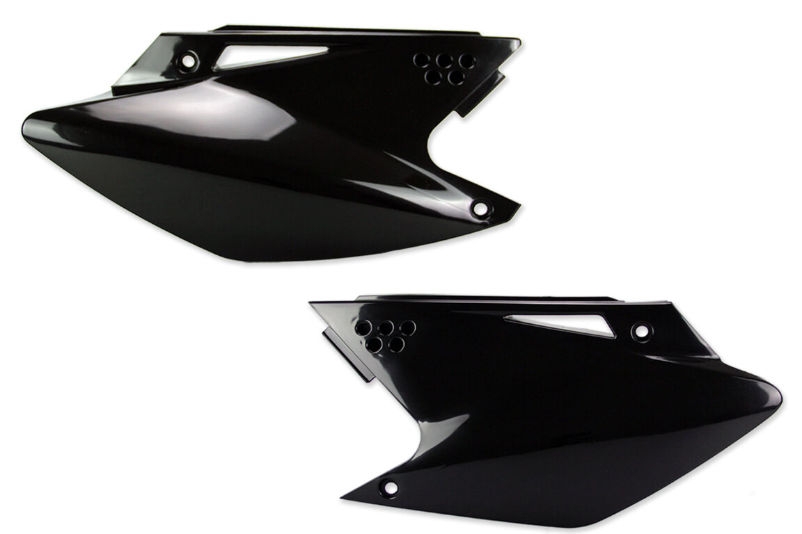 Polisport Black Side Number Plates for Kawasaki: KX250F (2006-2008)