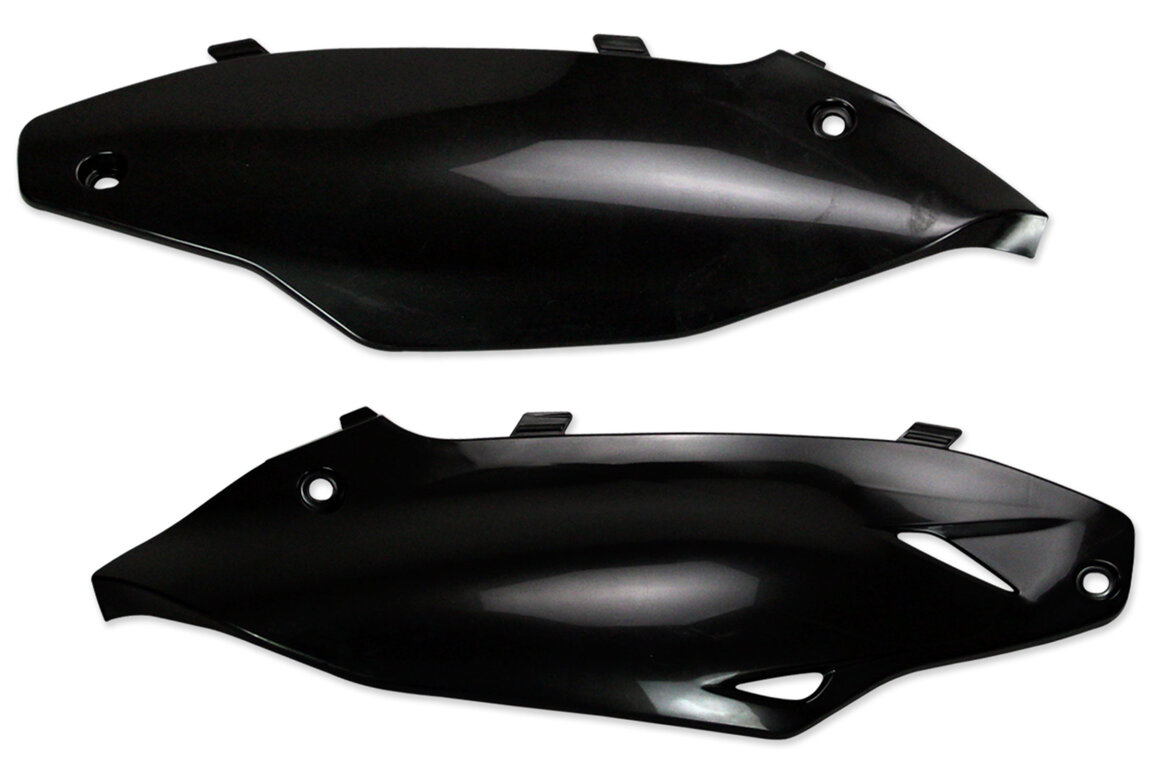 UFO Black Side Number Plates for Kawasaki: KX250F (2013-2016), KX450F (2012-2015)