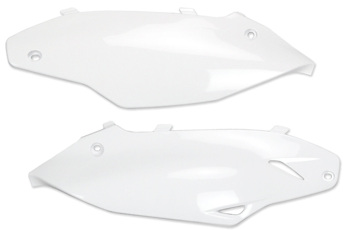 UFO Cream White Side Number Plates for Kawasaki: KX250F (2013-2016), KX450F (2012-2015)