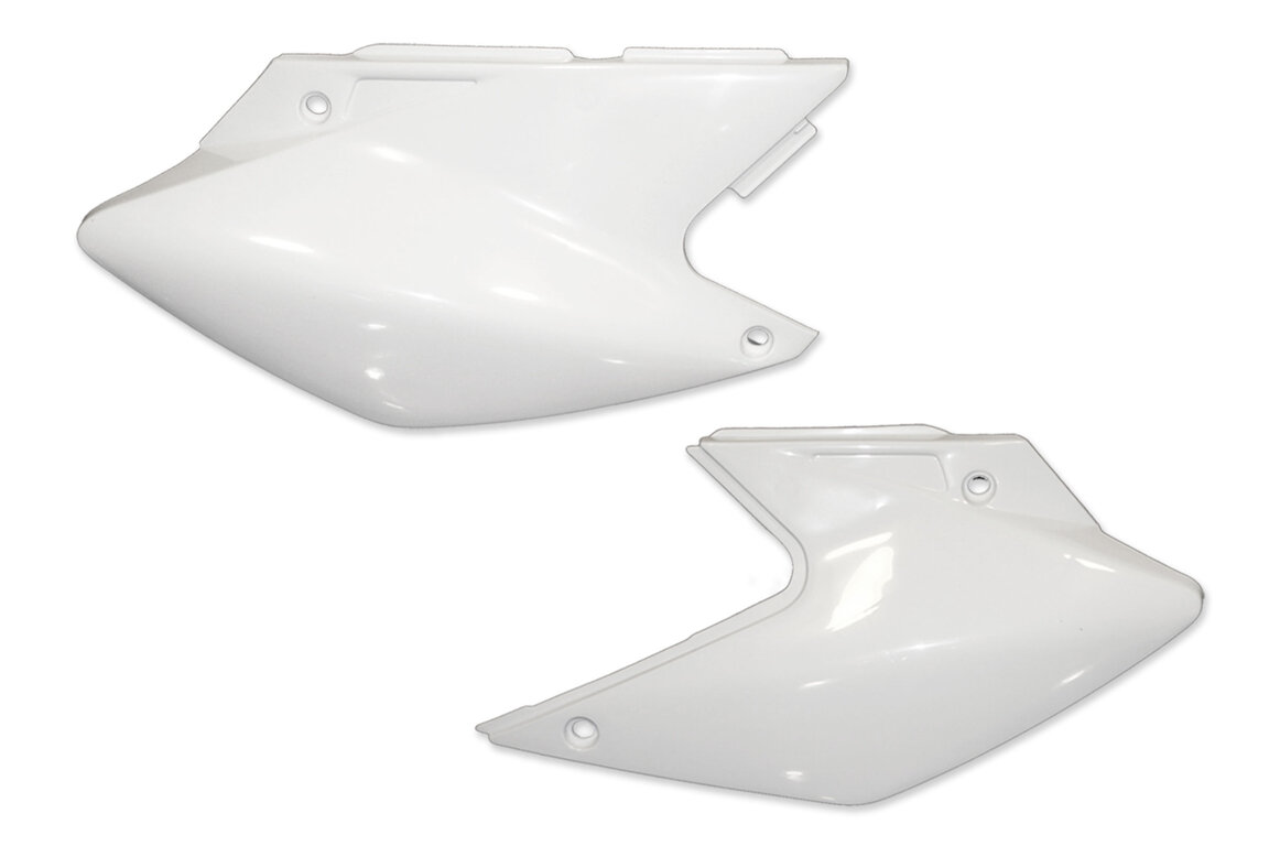 UFO White Side Number Plates for Kawasaki: KLX450R (2008-2010)