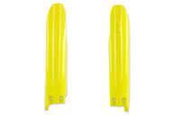 UFO Yellow Lower Fork Guards for Suzuki: RM125 (2007-2008), RM250 (2004-2008), RMZ250 (2007-2026), RMZ450 (2007-2026)