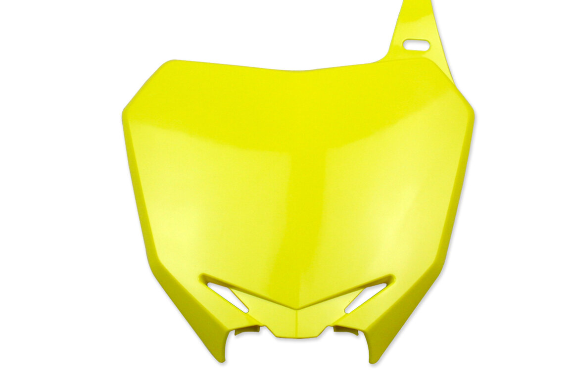 Polisport Yellow Front Number Plate for Suzuki: RMZ250 (2010-2018), RMZ450 (2008-2017)