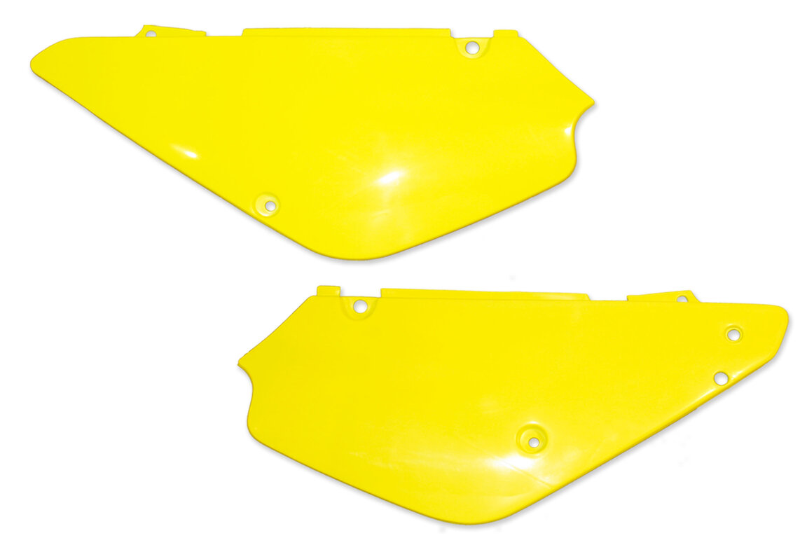 UFO Yellow Side Number Plates for Suzuki: RM85 (2002-2026)