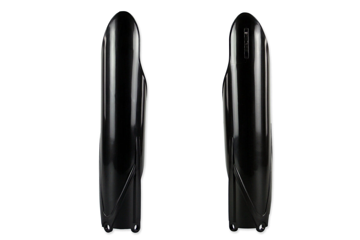 UFO Black Lower Fork Guards for Yamaha: YZ125 (2015-2027), YZ125X (2020-2027), YZ250 (2015-2027), YZ250F (2010-2023), YZ250FX (2015-2024), YZ250X (2016-2027), YZ450F (2010-2022), YZ450FX (2016-2023)