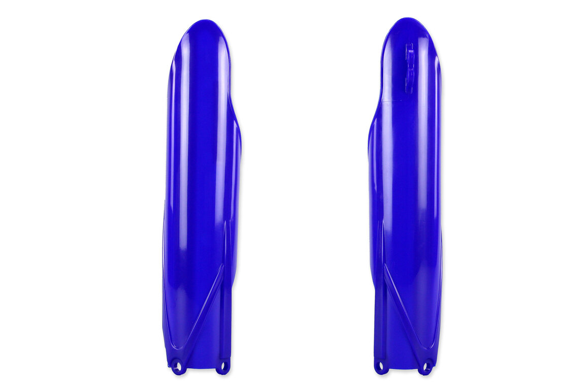 UFO Blue Lower Fork Guards for Yamaha: YZ125 (2015-2027), YZ125X (2020-2027), YZ250 (2015-2027), YZ250F (2010-2023), YZ250FX (2015-2024), YZ250X (2016-2027), YZ450F (2010-2022), YZ450FX (2016-2023)