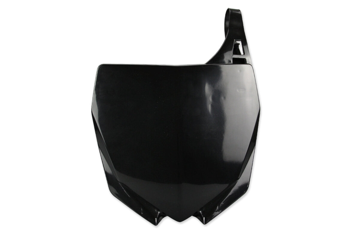 UFO Black Front Number Plate for Yamaha: YZ125 (2002-2020), YZ125X (2020), YZ250 (2002-2020), YZ250F (2010-2018), YZ250FX (2015-2019), YZ250X (2016-2020), YZ450F (2010-2017), YZ450FX (2016-2018)