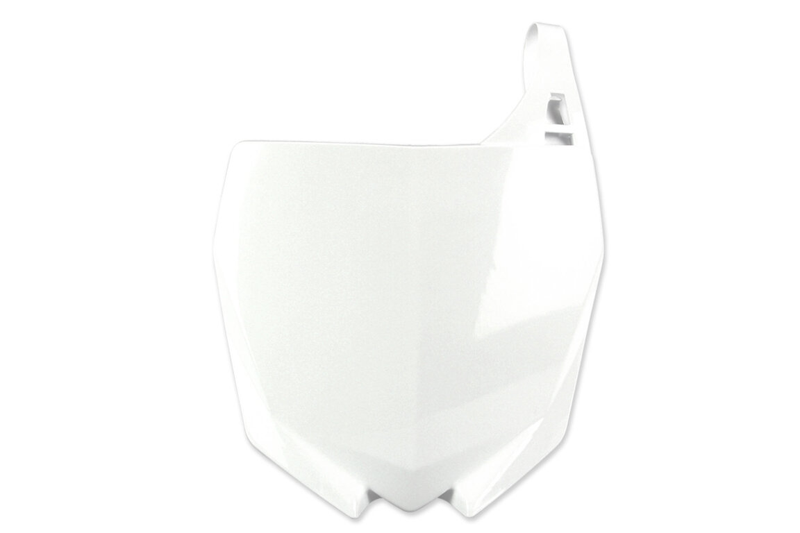 UFO White Front Number Plate for Yamaha: YZ125 (2002-2020), YZ125X (2020-2022), YZ250 (2002-2020), YZ250F (2010-2018), YZ250FX (2015-2019), YZ250X (2016-2022), YZ450F (2010-2017), YZ450FX (2016-2018)