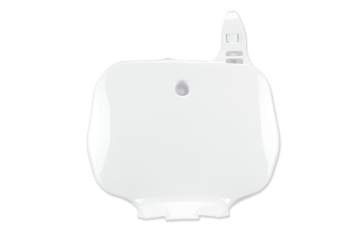 UFO White Front Number Plate for Yamaha: YZ125 (1992-1999), YZ250 (1992, 1994-1999), YZF400 (1998-1999)