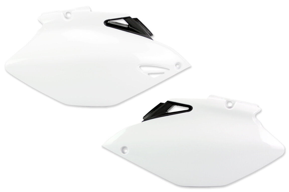 UFO White Side Number Plates for Yamaha: YZ250F (2006-2009), YZ450F (2006-2009)