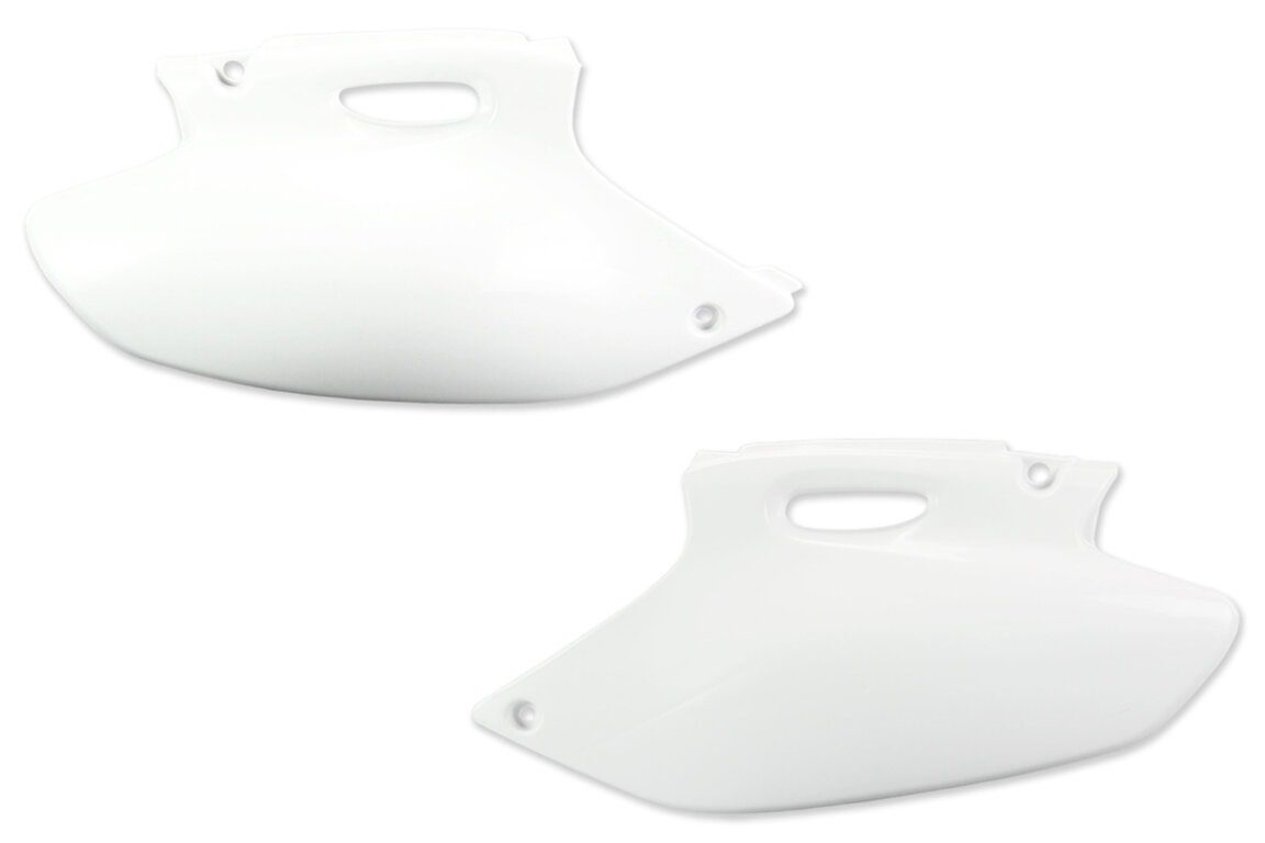 Polisport White Side Number Plates for Yamaha: WR250F (2001-2002), WR400 (1998-2000), WR426F (2001-2002), YZ250F (2000-2002), YZF400 (1998-1999), YZF426 (2000-2002)