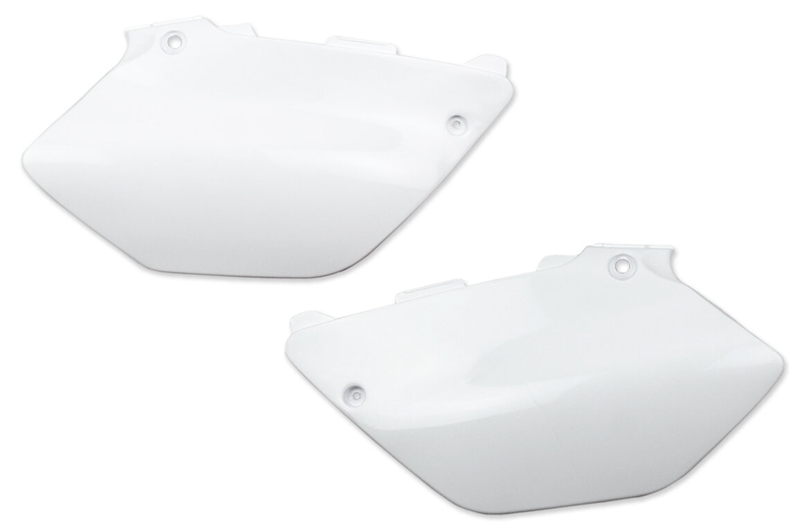 Polisport White Side Number Plates for Yamaha: YZ125 (2002-2014), YZ250 (2002-2014)