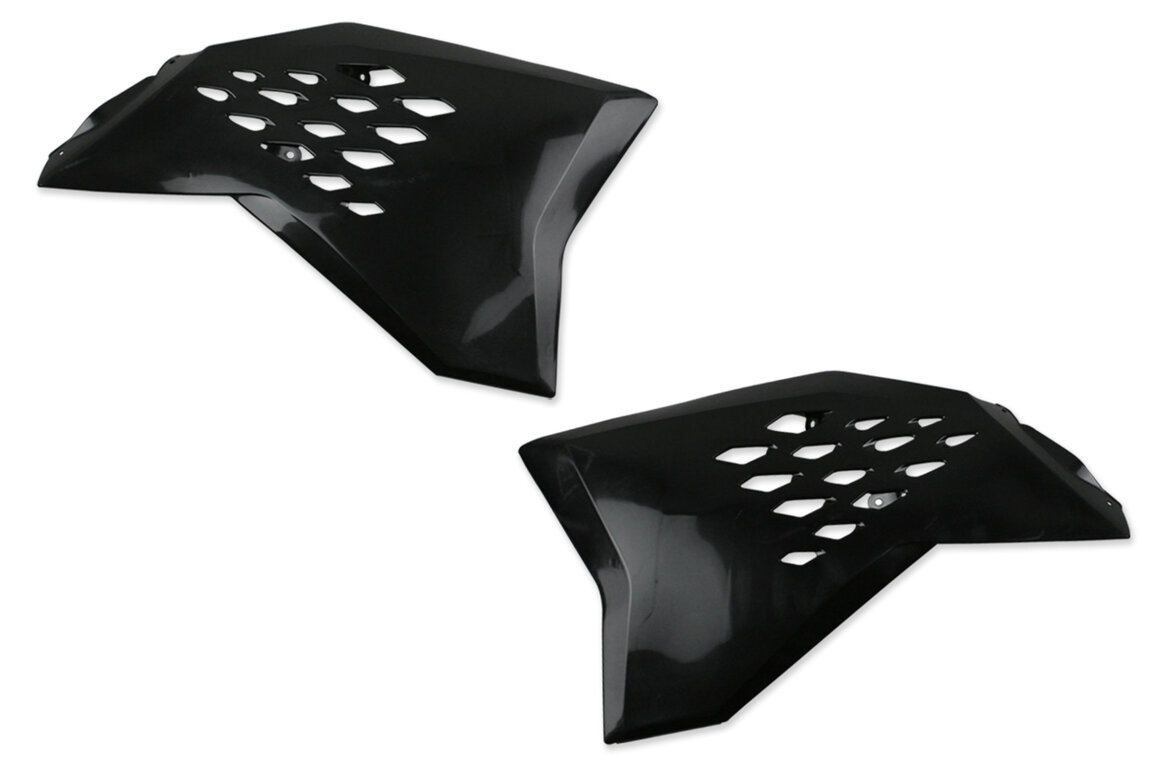 Polisport Black Radiator Shroud Set for KTM: EXC125 (2008), EXC200 (2008), EXC250F (2008-2011), EXC300 (2008-2010), EXC400 (2011), EXC450 (2008-2011), EXC530R (2008-2011), SX125 (2007-2010), SX144 (2007-2008), SX150 (2009-2010), SX250 (2007-2010), SXF250 (2007-2010), SXF450 (200...and more