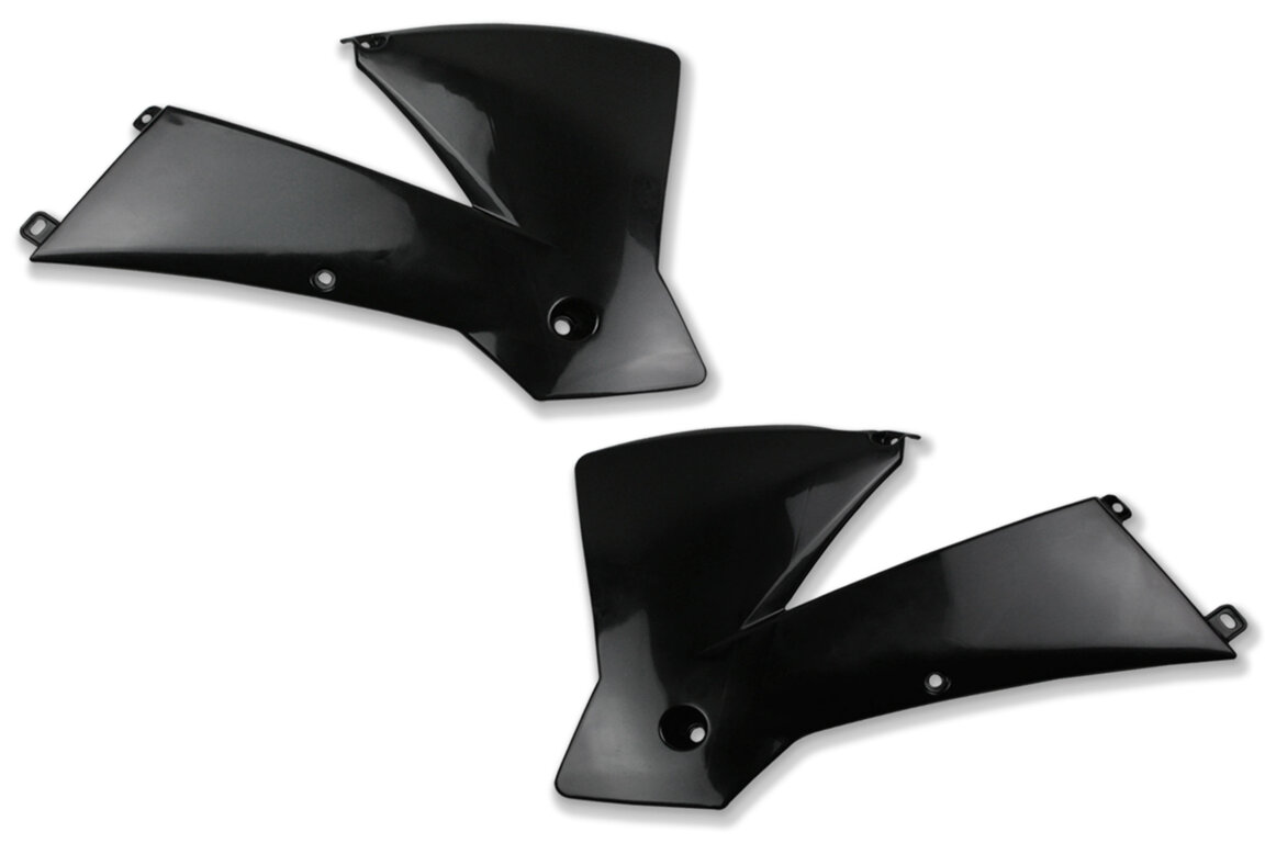 Polisport Black Radiator Shroud Set for KTM: EXC125 (2004), EXC200 (2003-2004), EXC250 (2003-2004), EXC300 (2003-2004), EXC400 (2003-2004), EXC450 (2003-2004), EXC525 (2003), MXC200 (2003), MXC300 (2003-2004), SX125 (2001-2004), SX200 (2003-2004), SX250 (2001-2004), SX380 (2002-...and more