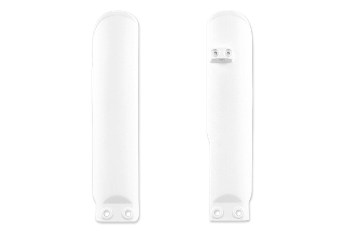 UFO White Lower Fork Guards for KTM: SX105 (2003-2011), SX85 (2003-2017), XC105 (2008-2009), XC85 (2008-2009)