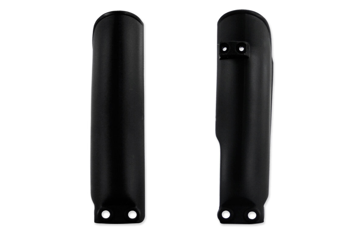 UFO Black Lower Fork Guards for GasGas: MC50 (2021-2026), MC65 (2021-2023), MC-E 3 (2023-2024), MC-E 5 (2021-2025), Husqvarna: EE-3 (2023-2024), EE-5 (2020-2024), TC50 (2017-2023), TC50 Mini (2023), TC65 (2017-2023), KTM: SX50 (2023), SX50 Jr / Sr (2019-2022), SX50 MINI ...and more