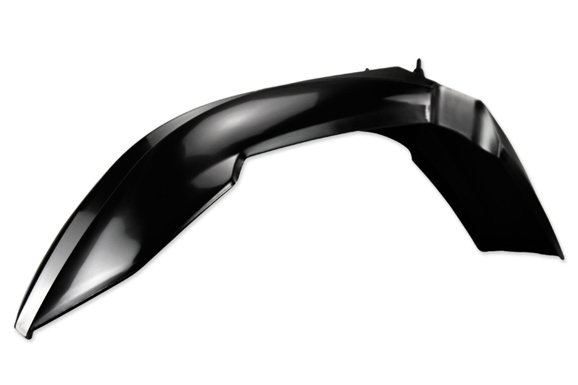 Polisport Black Front Fender for KTM: EXC125 (2008, 2012-2013), EXC200 (2008, 2012-2013), EXC250 (2012-2013), EXC250F (2008-2013), EXC300 (2008-2010, 2012-2013), EXC350F (2012-2013), EXC400 (2011), EXC450 (2008-2013), EXC500 (2012-2013), EXC525 (2008), EXC530R (2008-2011)...and more