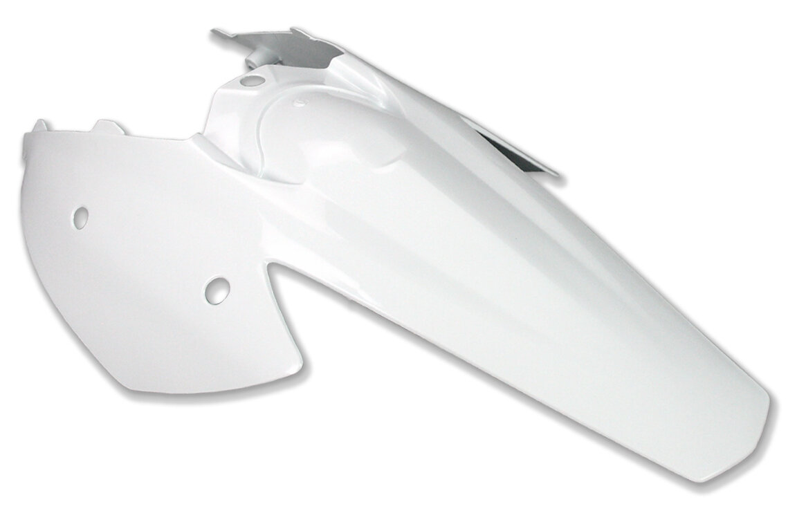 UFO White Rear Fender / Side Number Plate for KTM: EXC125 (2004-2007), EXC200 (2004-2006), EXC250 (2004-2007), EXC300 (2004-2007), EXC400 (2004-2007), EXC450 (2004-2007), EXC525 (2004-2007), MXC300 (2004-2005), SX125 (2004-2006), SX200 (2003-2004), SX250 (2003-2006), SX450 (2003-2006)...and more
