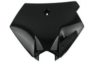 Polisport Black Front Number Plate for KTM: EXC125 (2003-2007), EXC200 (2003-2006), EXC250 (2003-2007), EXC300 (2003-2007), EXC400 (2000-2007), EXC450 (2003-2007), EXC520 (2000-2002), EXC525 (2003-2007), MXC200 (2003), MXC250 (1999-2002), MXC300 (2003-2005), SMR450 (2005-2007),...and more