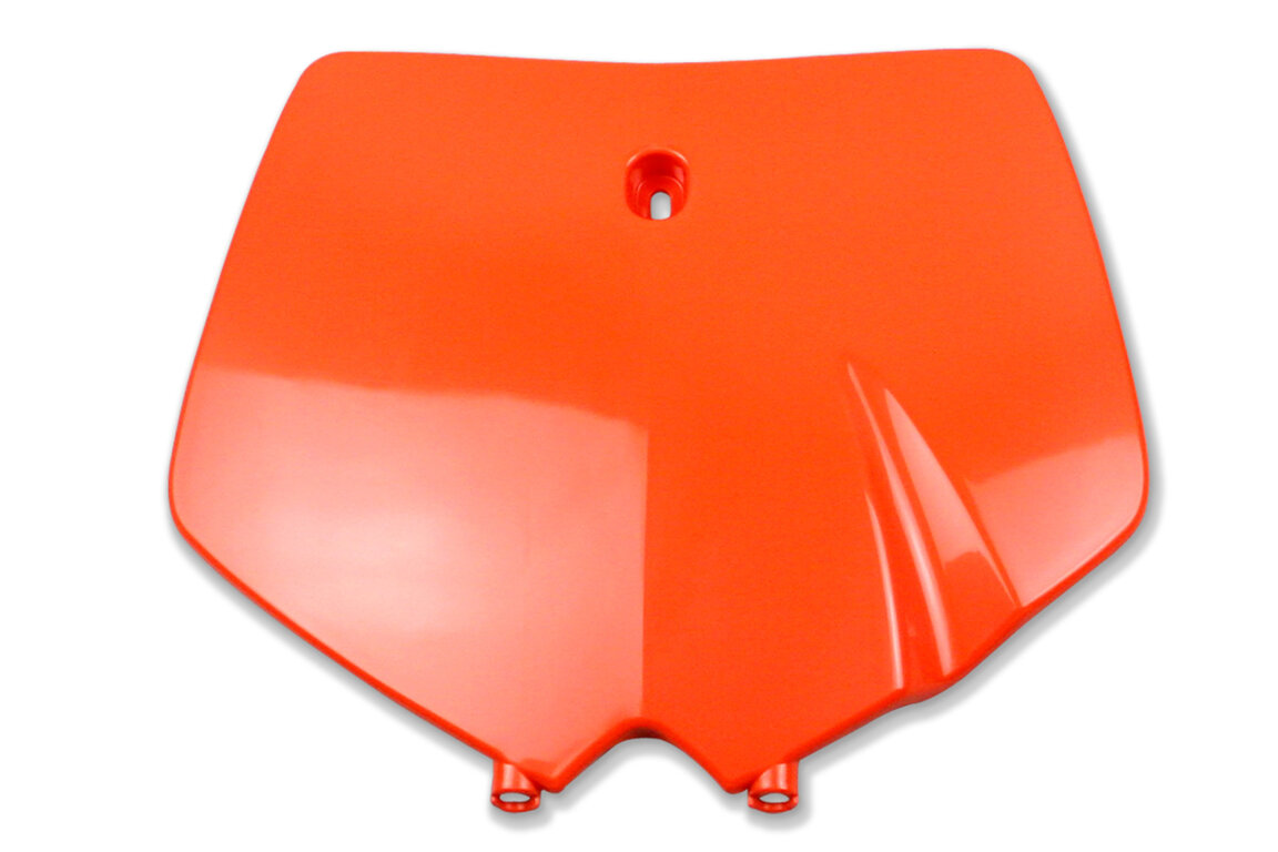 Polisport Orange Front Number Plate for KTM: EXC125 (1999-2002), EXC200 (1999-2002), EXC250 (1999-2002), EXC300 (1999-2002), EXC380 (1999-2002), MXC300 (1999-2002), MXC380 (1999-2002), MXC400 (1999-2002), MXC520 (2001-2002), SX125 (1998-2002), SX250 (1998, 2000-2002), SX380 (199...and more