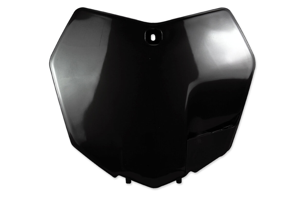 UFO Black Front Number Plate for KTM: SX125 (2013-2015), SX150 (2013-2015), SX250 (2013-2016), SXF250 (2013-2015), SXF350 (2013-2015), SXF450 (2013-2015), SXF450FE (2012-2014), XC150 (2013-2015), XC250 (2013-2016), XC300 (2013-2016), XCF250 (2013-2015), XCF350 (2013-2015)...and more